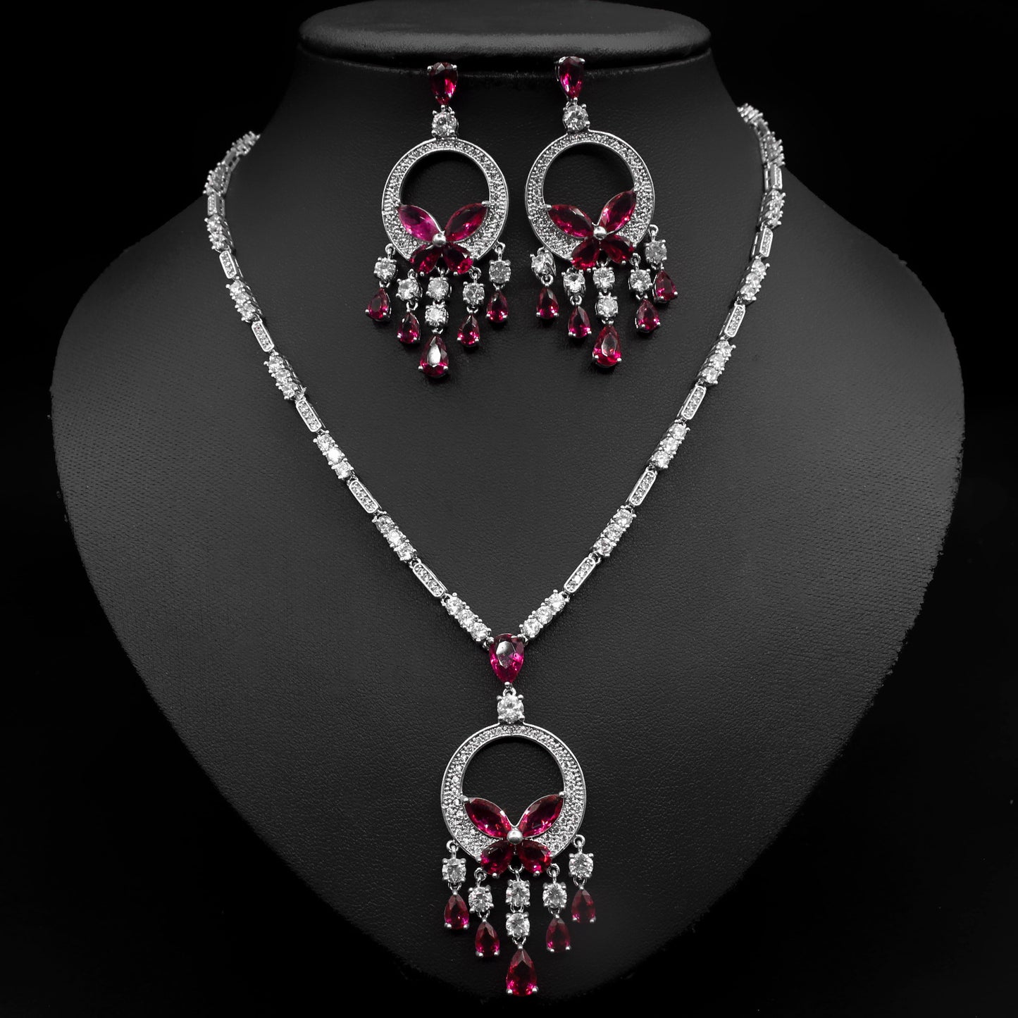 Japanese And Korean Bridal Set Butterfly Zircon Necklace Set