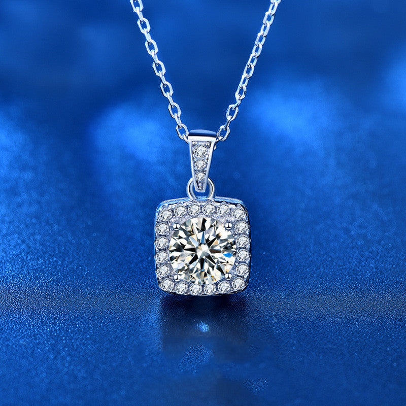 S925 Sterling Silver Jewelry Moissanite Pendant Necklace