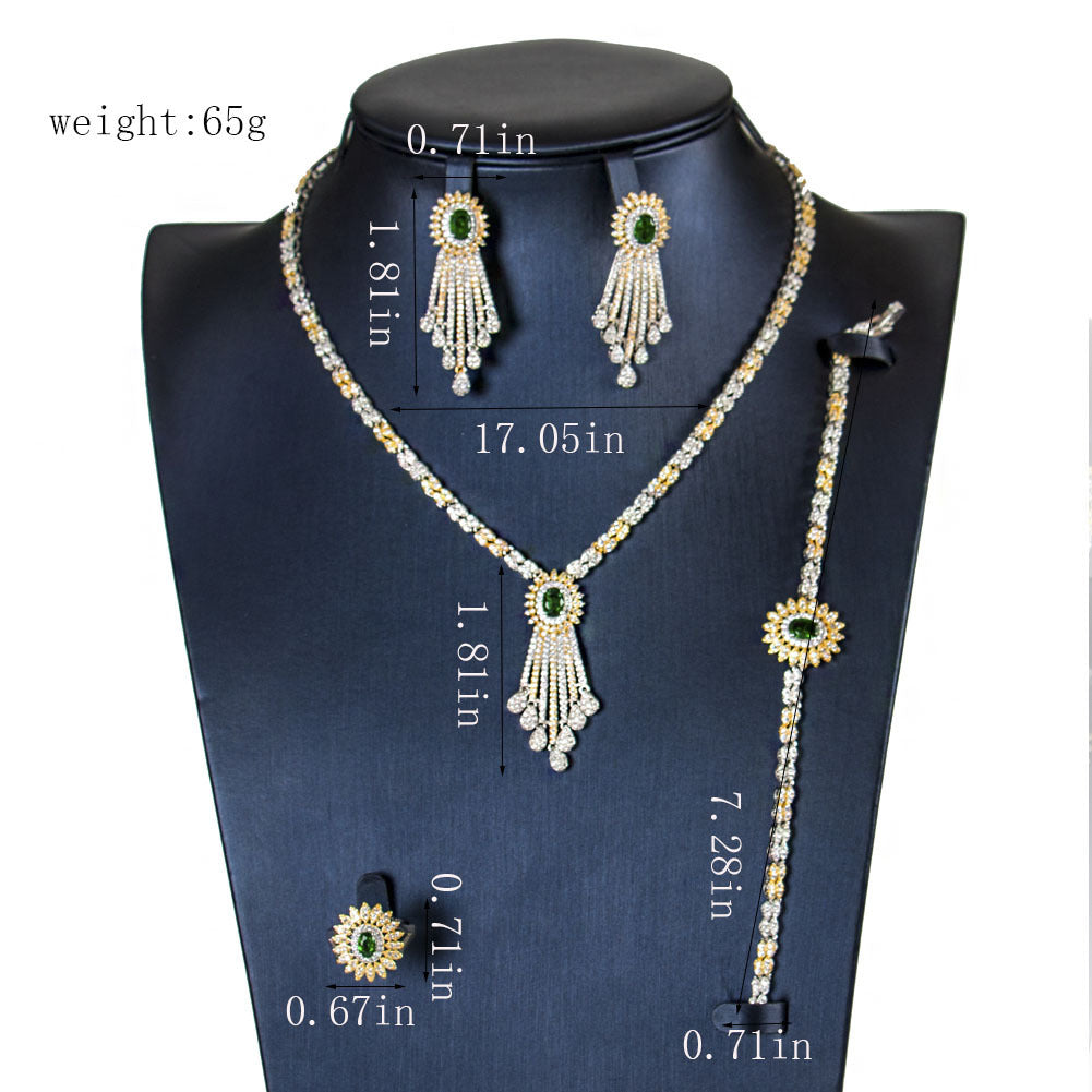 Four-piece zircon jewelry set