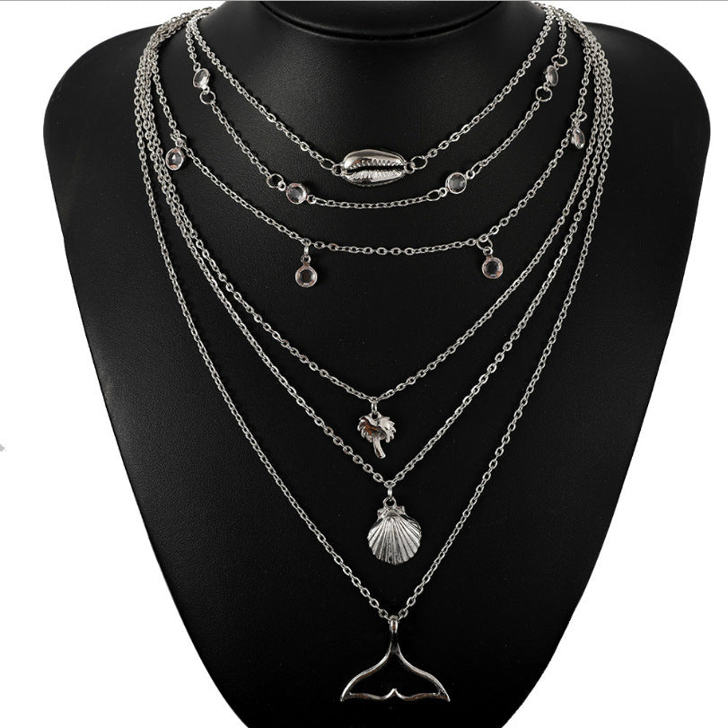 Sub-exaggerated Personality Multi-level Combination Stacking Necklace