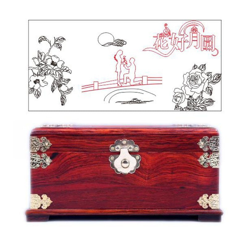 The New Rosewood Password Flannel Jewelry Mahogany Storage Box