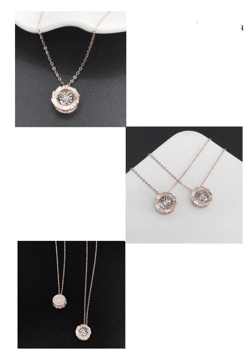 Rose Gold Pulsatile Heart Diamond Pendant Clavicle Chain