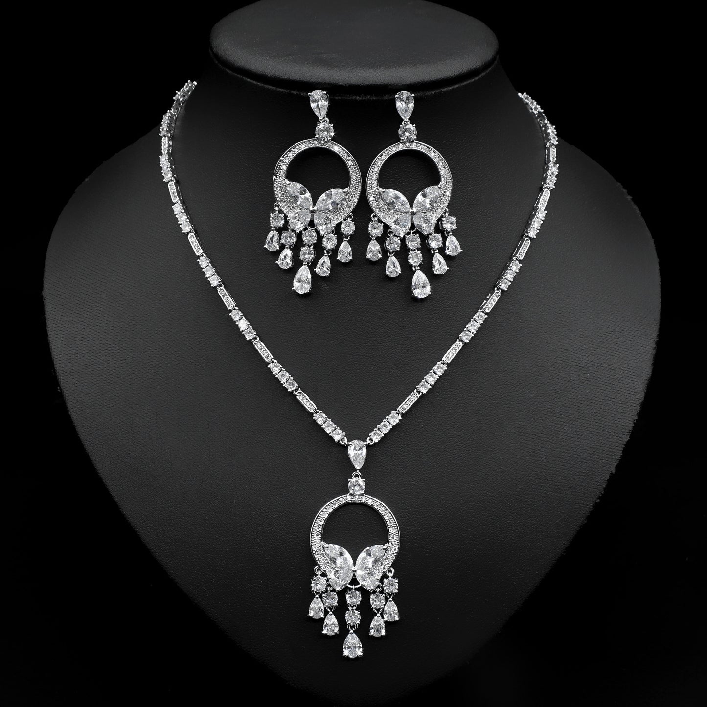 Japanese And Korean Bridal Set Butterfly Zircon Necklace Set