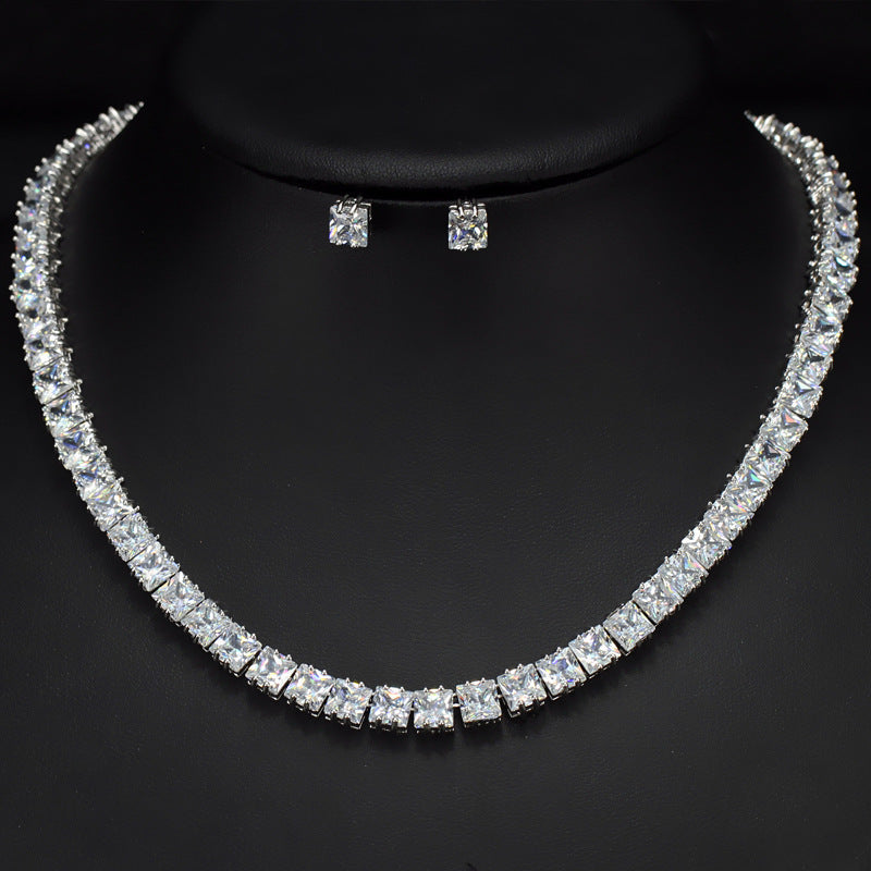 AAA Zircon Earrings Necklace Wedding Set