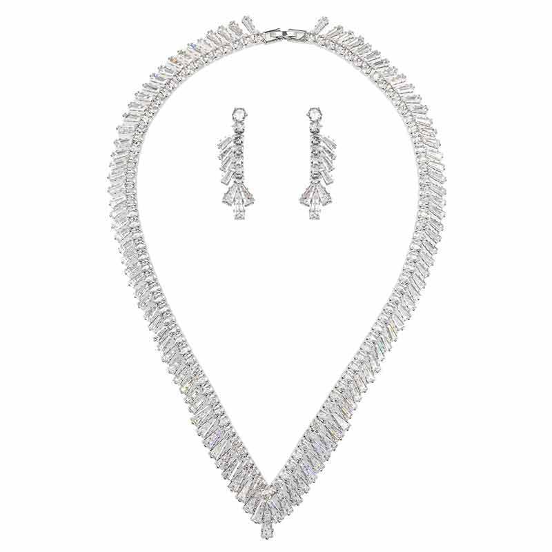 Fashion Zircon Necklace Earring Set