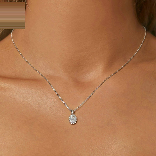 Light Luxury Drop-shaped 1 Karat Shining Moissanite Necklace S925 Sterling Silver White Gold Plated