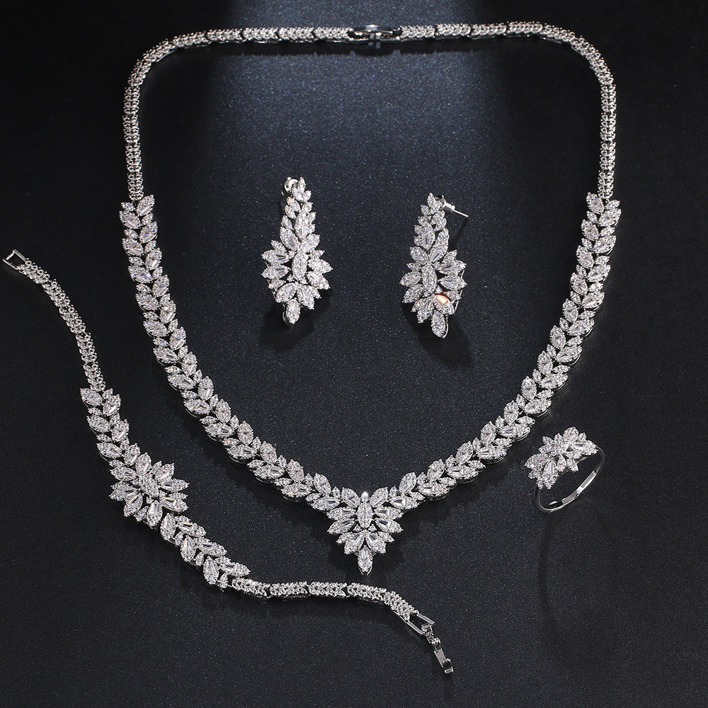 Zircon Bridal Tassel Jewelry Earring Set