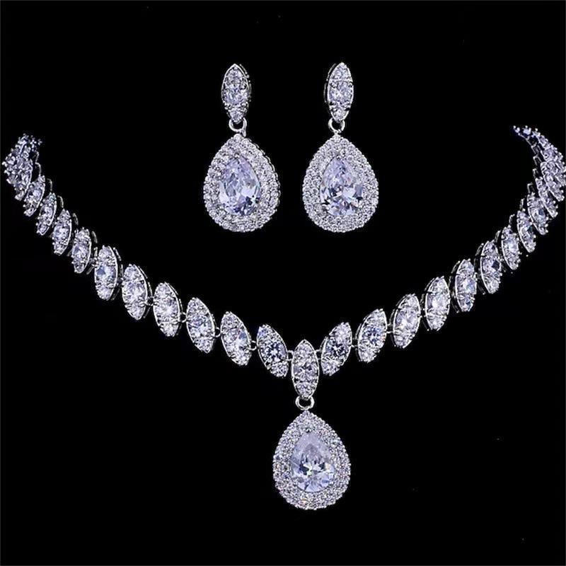 Fashion Zircon Necklace Earnail Set