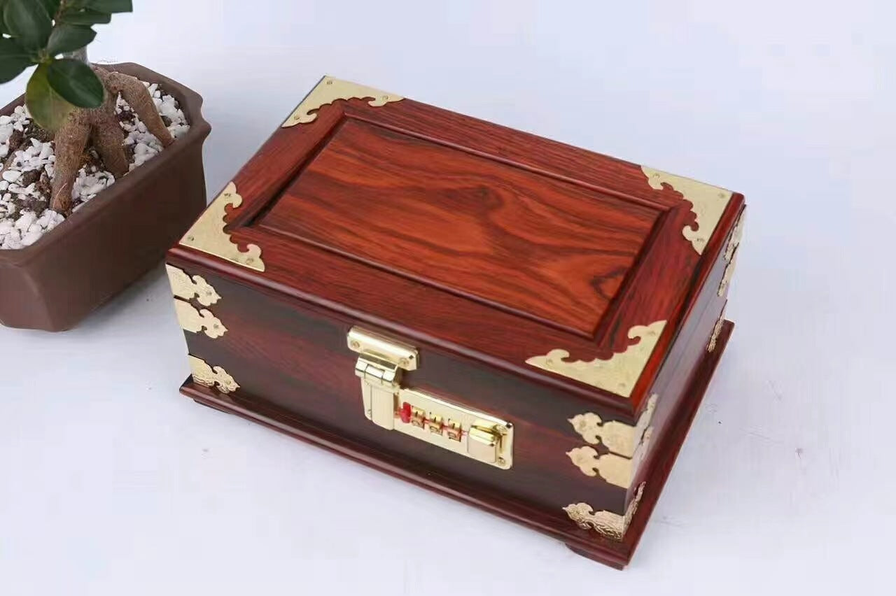 The New Rosewood Password Flannel Jewelry Mahogany Storage Box