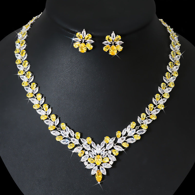 Bride Zircon Jewelry Necklace Earring Set