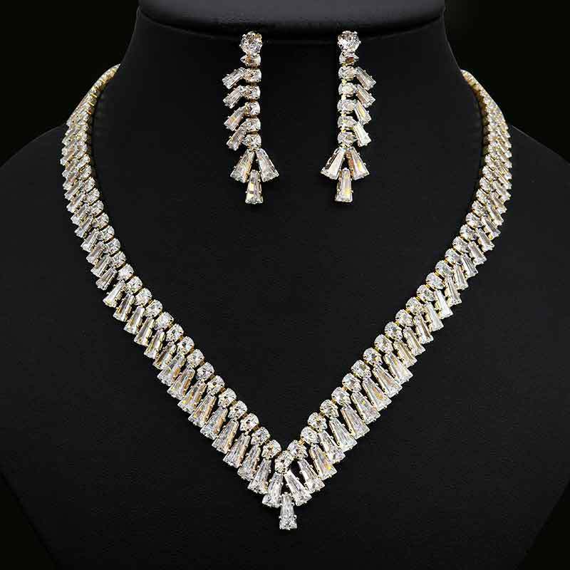 Fashion Zircon Necklace Earring Set