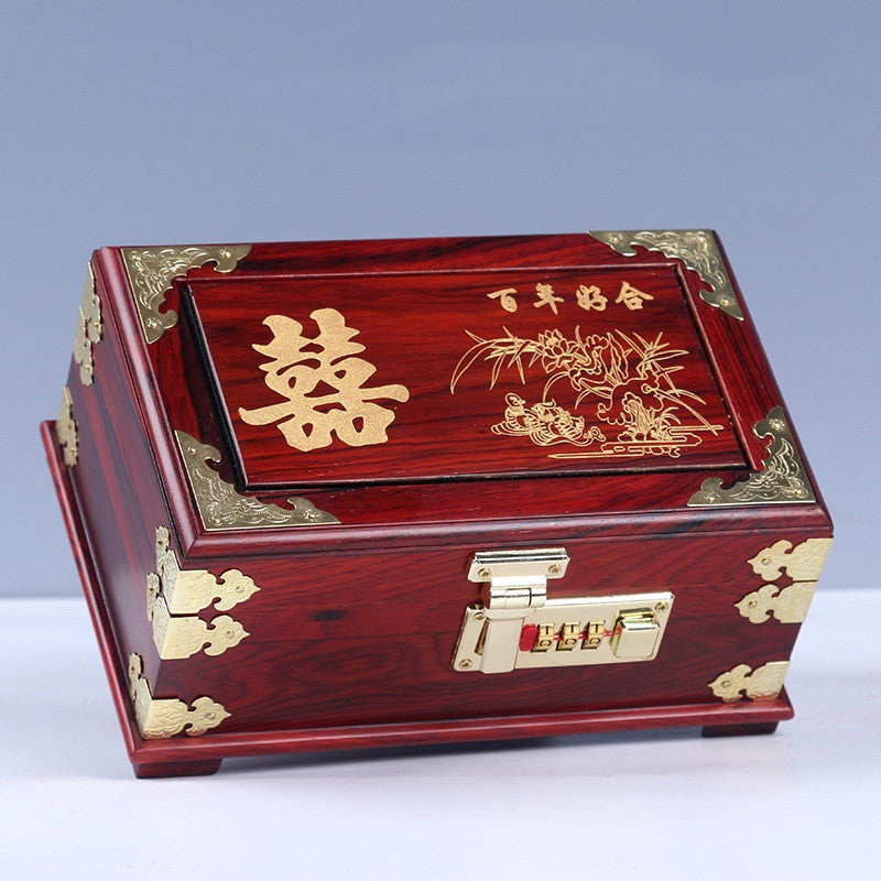 The New Rosewood Password Flannel Jewelry Mahogany Storage Box