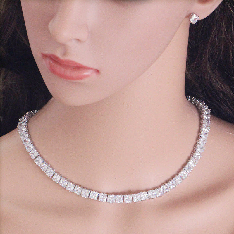 AAA Zircon Earrings Necklace Wedding Set