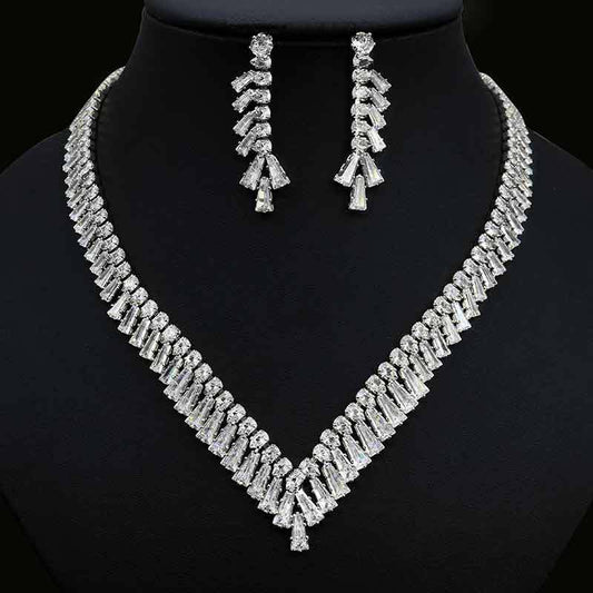 Fashion Zircon Necklace Earring Set