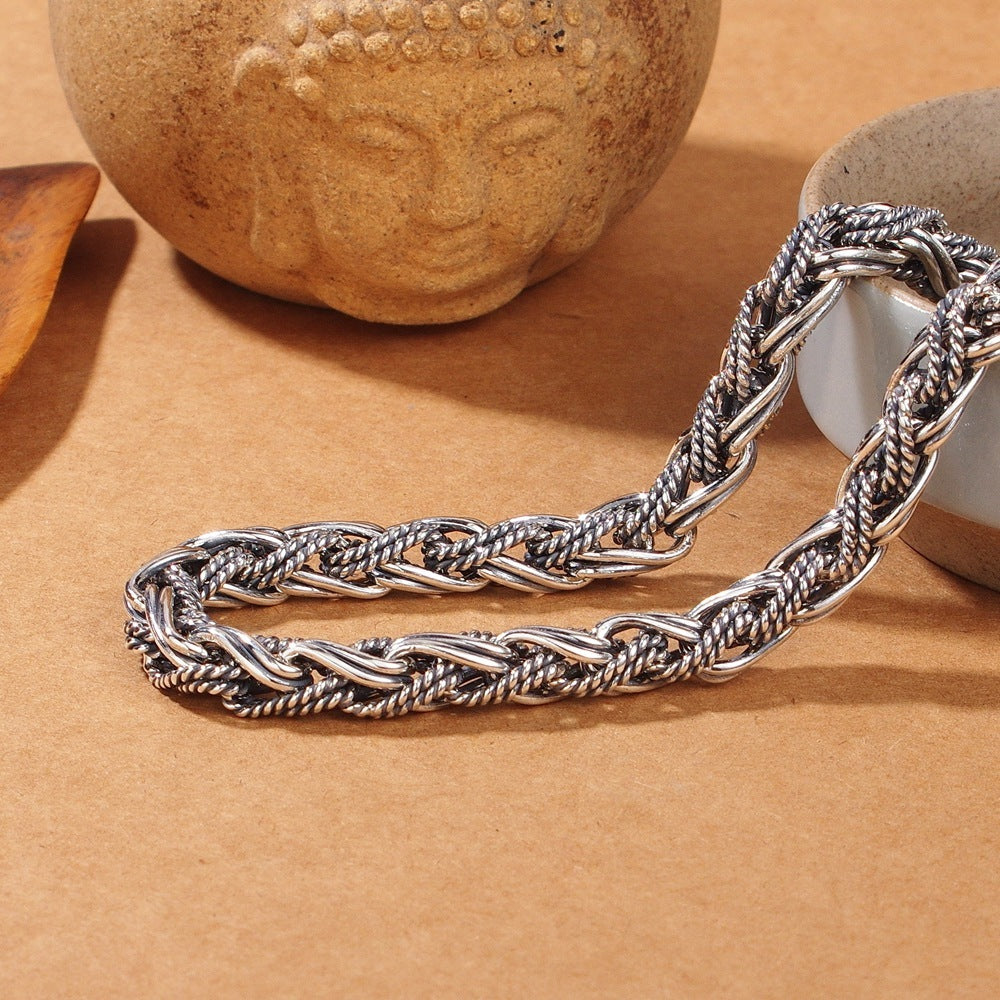 S925 Sterling Silver Handmade Hemp Rope Necklace For Men