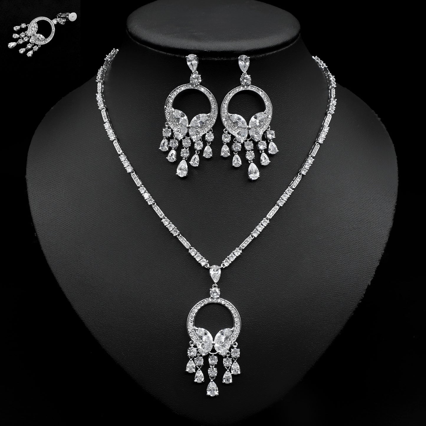 Japanese And Korean Bridal Set Butterfly Zircon Necklace Set