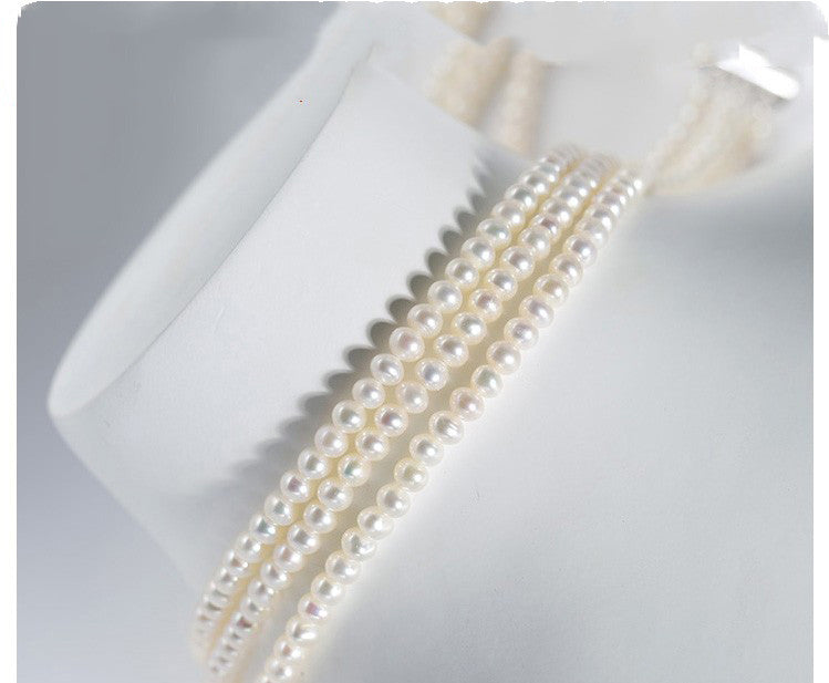 Freshwater Pearl Necklace Three Layer Design